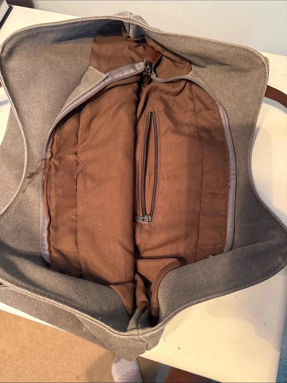 Canvas Tote Bag with Brown Handles - Women’s Carryall